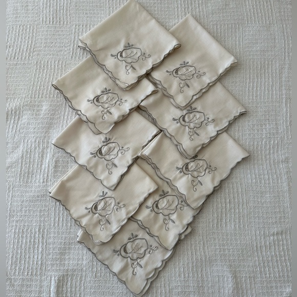 Vtg 9 of Handkerchiefs Muted White With Embroidery Openwork Borders, “15,5x16” - Picture 3 of 14